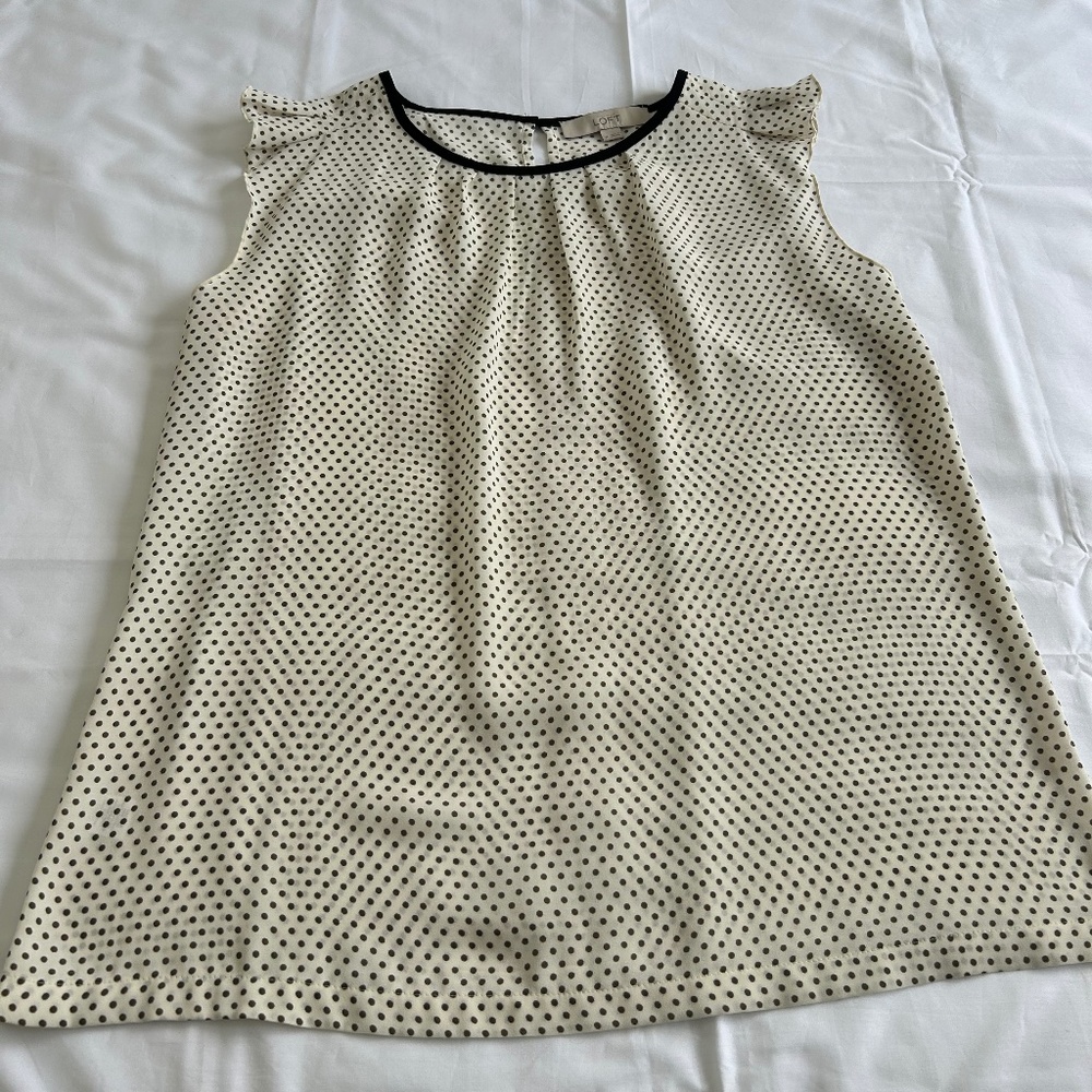 Black and ivory polka dot sleeveless top